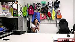 sweet teen 18+ was trying to steal from the store but got caught in the act.