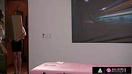 Kristen Scott and Skylar Snow get naughty with bolster during massage