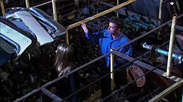 Wanna see this agent couple bang hard in a stolen parts warehouse?