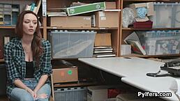 Caught stealing? Big tit teen 18+ gets busted and fucked hard in the office.