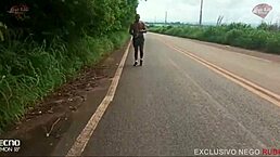 Giant black cock destroys cuckold’s wife in outdoor public banging