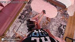 slutty tranny marcelle herrera starts with footjob then rides big black cock