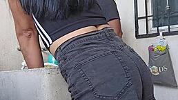 I watched this hot Mexican chick get pounded while washing clothes in the kitchen!