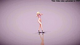 A character in a micro bikini and skirt