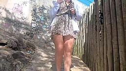 Novinha Flashes Tight Slit on Public Beach in Tiny Bikini!