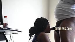 black pov blowjob with amateur ebony babe and big tits in homemade clip