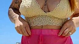 African Lover Teases With Big Pussy Lips At Beach