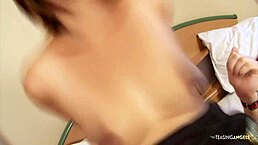 Slut in Golden Dress Moans Loudly as Horny Asian Plows Her Wet Vagina