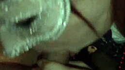 i'm giving a masked deepthroat to my wife, but it's so sloppy and messy, ahh