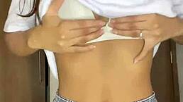 Petite school girl shows off her nude body. Small tits worshipped in solo dance.