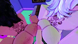 Epic Roblox threesome with huge anal creampie and wild riding action.