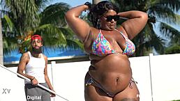 yo, new pool boy scores big with ebony babe on day one!