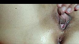 i let him oil up my pussy till i’m dripping with cum close-up