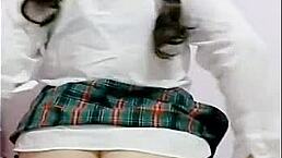 schoolgirl masturbates after class, wet chochito and amazing culo