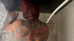 Oh, redhead gets fucked on bathroom floor, husband cums in her mouth!