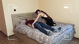 Naughty hotwife films lover at home for her cuckold husband’s eyes.