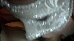 i'm giving a masked deepthroat to my wife, but it's so sloppy and messy, ahh