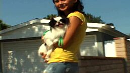 i'm fucking this slutty brunette girl on the bed, fingering her shaved pussy and assfucking her till she gapes and gets a facial cumshot