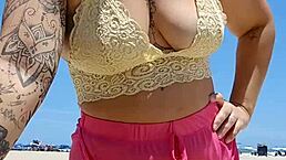 African Lover Teases With Big Pussy Lips At Beach