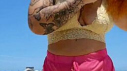 African Lover Teases With Big Pussy Lips At Beach