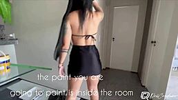 Sexy Latina Teen Seduces Athletic Painter For Creampie In Apartment Living Room