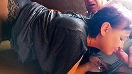 KlaudiaAmbergirl boldly sucks cocks in lingerie for creampie compilation.