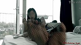 mistress makes her sub worship feet in femdom domination with humiliation and orgasm