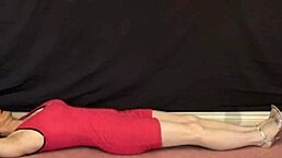 wow, pink zipper minidress and mask look hot on floor!  