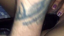 slidin big dildo deep in tight pussy