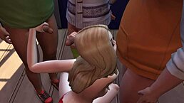 Hot teen sucking cocks at the bar in sims 4