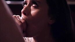 Kinky brunette gives her boss a sloppy blowjob