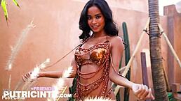 Putri Cinta, the tiny slut, exposes her smooth tiny pussy for you