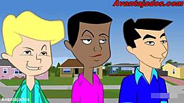 Brazilian cartoon gay action in wild group scene