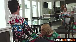 Step-dad bangs step-daughter secretly behind stepmom