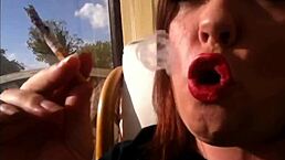 Sexy BBW Tina Snua Smokes Cork Cigarette