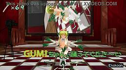 gumi dancing with leeks in caramalldansen mmd, so hot! 🔥