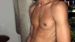 Hey, look at this naughty boy jerking off by the window!