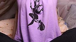 Amateur wife in light BDSM nipple tickling action