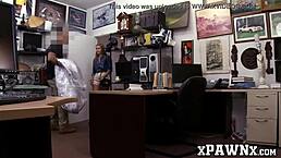 Big Booty Babe Sells Tight Slit to Deviant Pawnbroker at Work