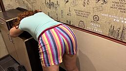 Shorts hug a milfs big ass and anal sex begins