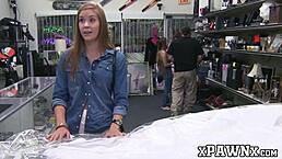 Big Booty Babe Sells Tight Slit to Deviant Pawnbroker at Work