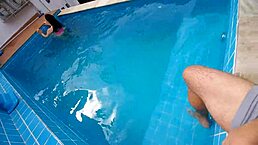 I was stunned by my hard cock surprising my stepsister at the pool