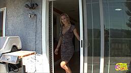 Hot blonde milf seduces skinny girl with a flirty massage.