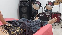 man masturbates his big cock in front of the camera