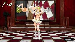 gumi dancing with leeks in caramalldansen mmd, so hot! 🔥