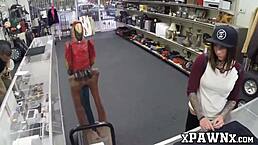 Broker Pays Cutie for Servicing His Hard Cock at Work