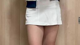 Tennis girl uniform anal play is hot!