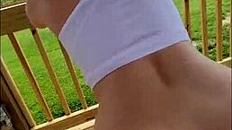 I wonder if they got cought, that slut wife and her horny husband fuck and creampied in the backyard