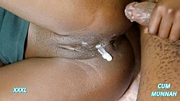 Ebony pussy drips cum in missionary creampie scenes
