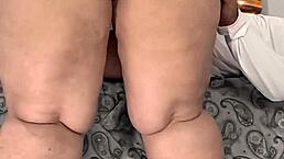 curvy latina stepmom kneels for a messy homemade finish. her big assets drive wild cravings!